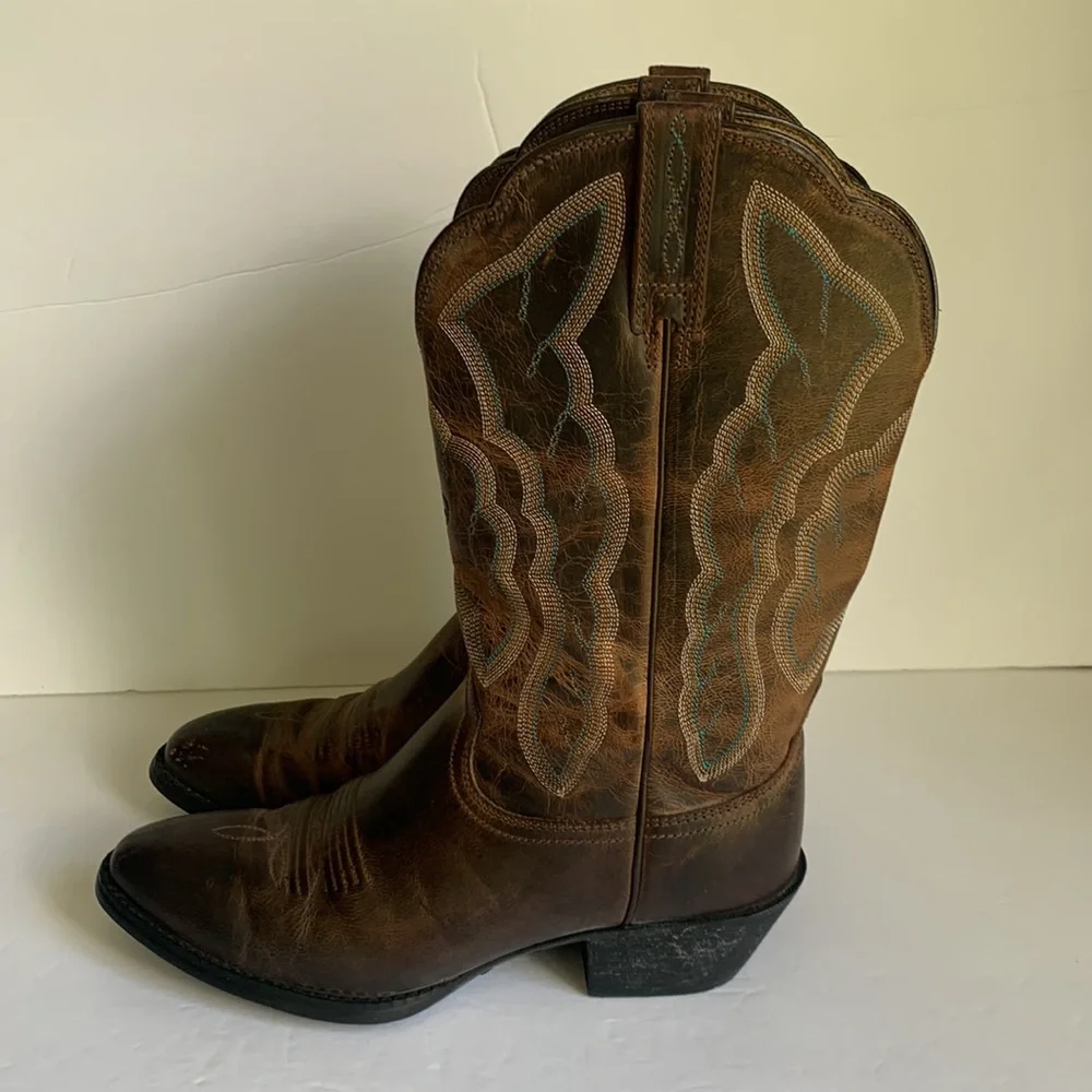 Ariat Women’s Heritage Western R-Toe Boots Sassy Brown 6 - Picture 5 of 11
